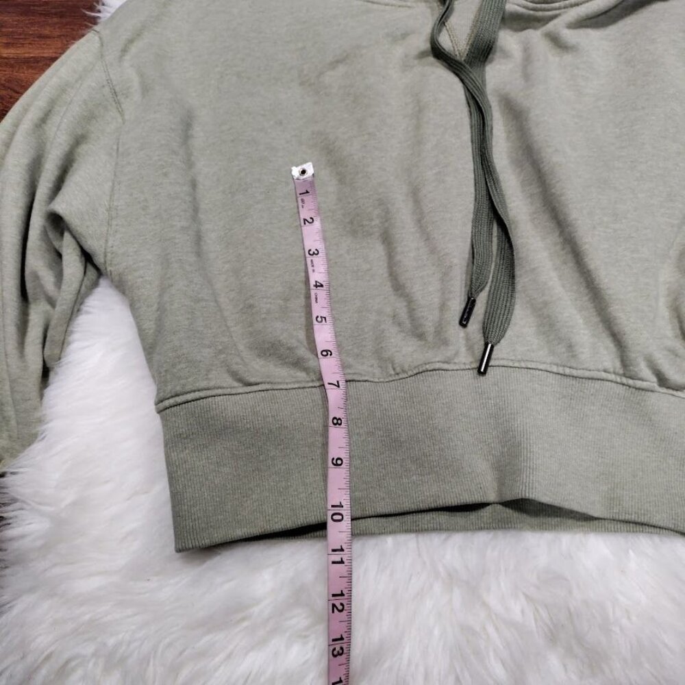 Dorothee Schumacher Cropped Sage Green Hoodie With Drawstring & Ribbed Cuffs S - Picture 6 of 12